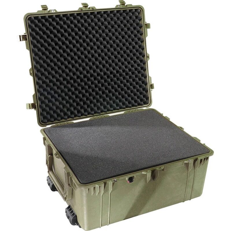Pelican 1690 Protector Case with 3-Level Foam OD Green - Watertight Crushproof Wheeled Hard Equipment Case with 4 Wheels & Trolley Handle (1690-000-130)