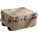 Pelican 1690 Protector Case with 3-Level Foam Desert Tan - Watertight Crushproof Wheeled Hard Equipment Case with 4 Wheels & Trolley Handle (1690-000-190)