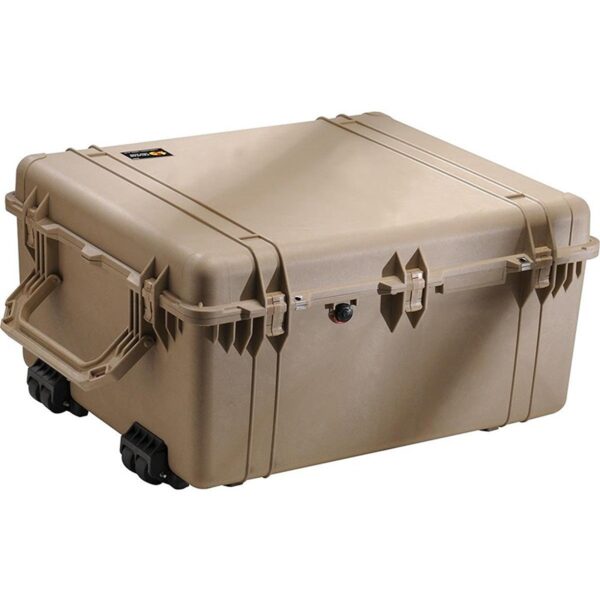 Pelican 1690 Protector Case with 3-Level Foam Desert Tan - Watertight Crushproof Wheeled Hard Equipment Case with 4 Wheels & Trolley Handle (1690-000-190)