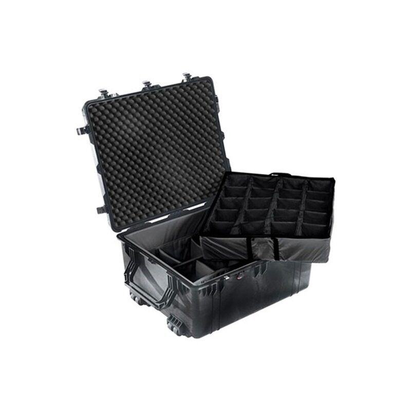 Pelican 1694 Black Protector Case with Padded Dividers & Lid Foam - Waterproof Wheeled Hard Case 1690-004-110