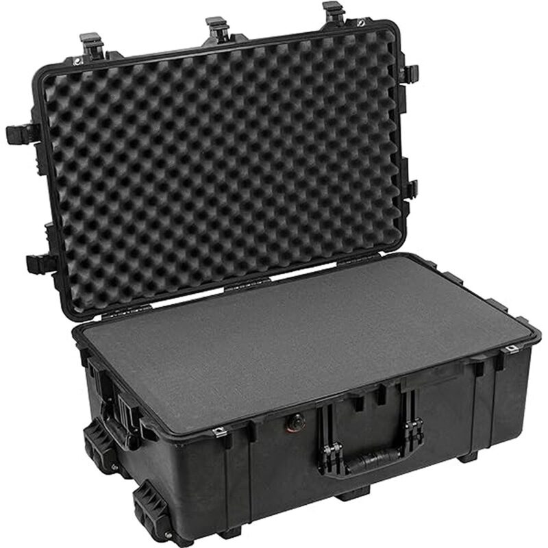 Pelican 1730 Black Wheeled Transport Case with 5-Piece Foam - Waterproof Crushproof Large Hard Case 1730-000-110