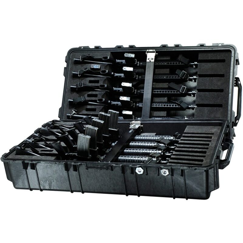 Pelican 1780RF Black Case with Foam Tray for 10 s - Waterproof Wheeled Firearm Transport Case M4 M16 1780-006-110