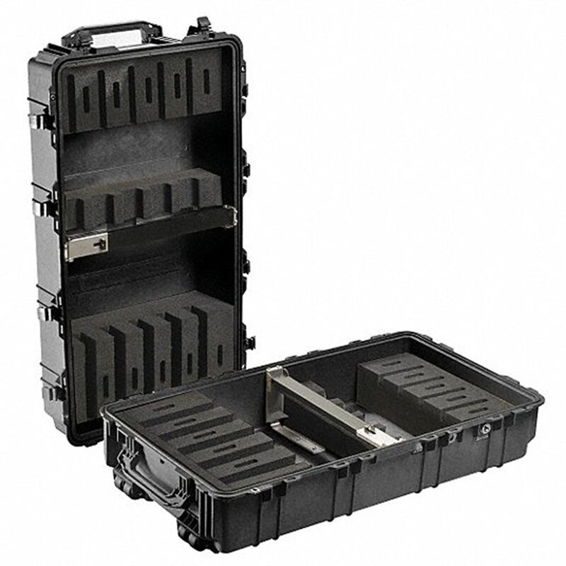 Pelican 1780RF Black Case with Foam Tray for 10 s - Waterproof Wheeled Firearm Transport Case M4 M16 1780-006-110