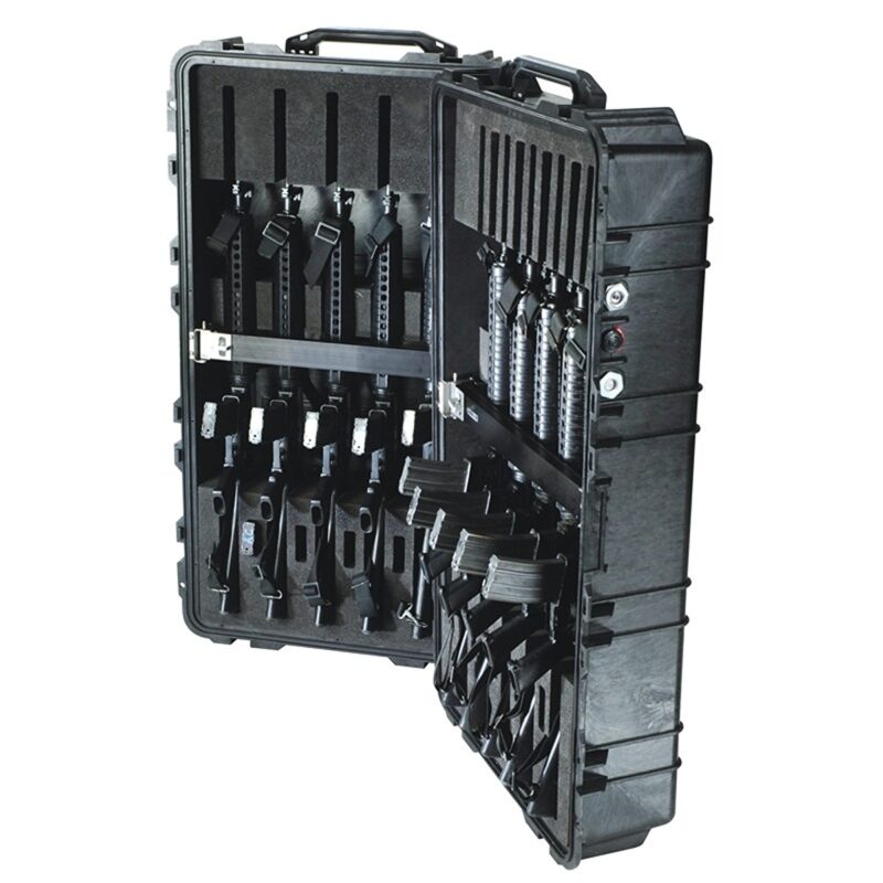 Pelican 1780RF Black Case with Foam Tray for 10 s - Waterproof Wheeled Firearm Transport Case M4 M16 1780-006-110