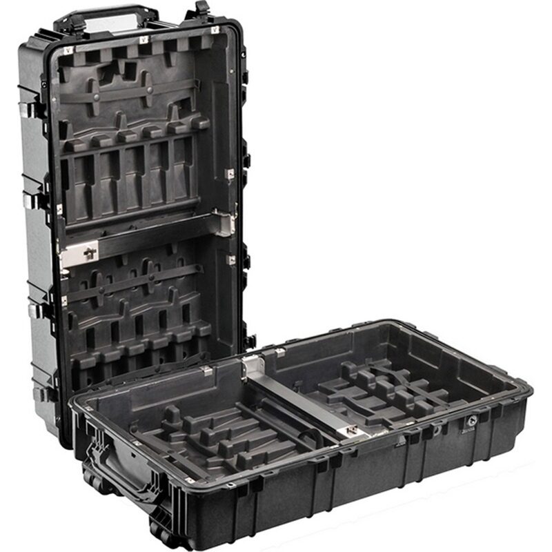 Pelican 1780HL Black Case with Hard Liner Tray for 12 s - Waterproof Wheeled Firearm Transport Case M4 M16 1780-007-110