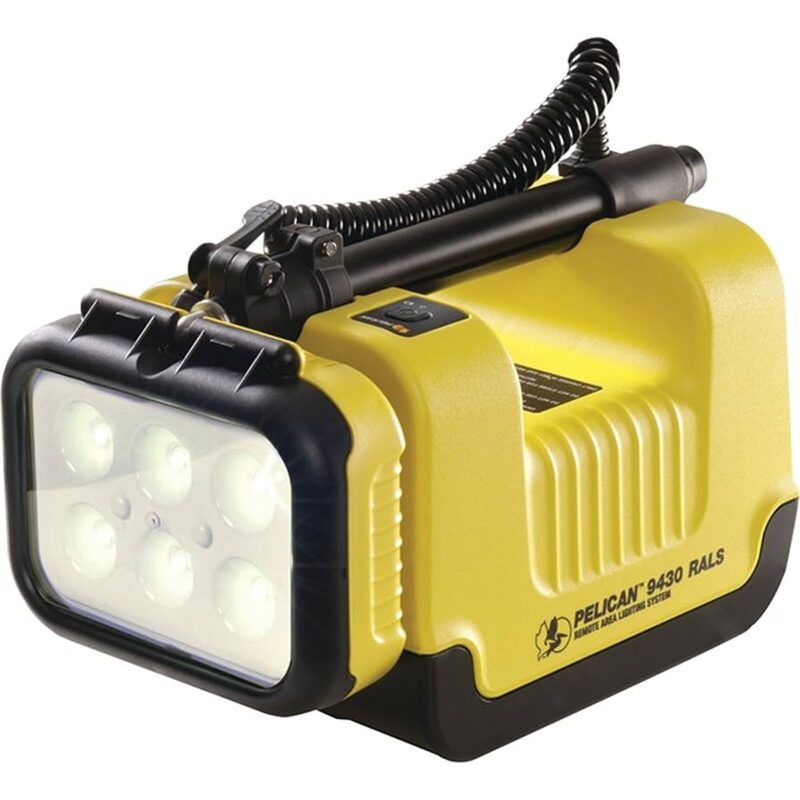 Pelican 9430 RALS Gen 3 Yellow Remote Area Lighting System 3000 Lumens 6 XML Head - Waterproof Portable LED Work Light 094300-0001-245