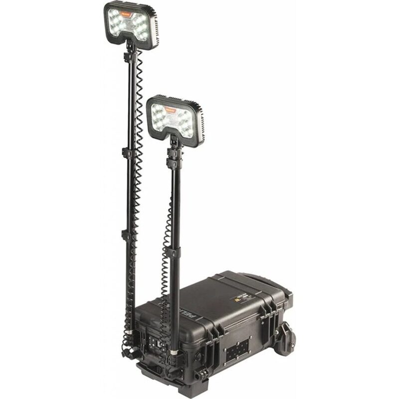 Pelican 9460 RALS Gen 3 Black Dual LED Heads Intelligent Control 12000 Lumens - Waterproof Dual Mast Remote Area Lighting System 094600-0002-110