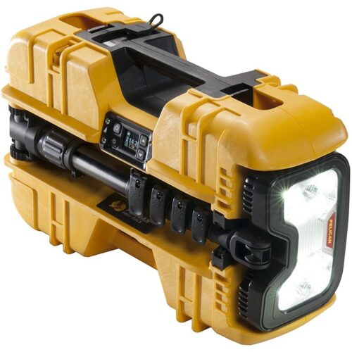 Pelican 9490 RALS Yellow Remote Area Lighting System 6000 Lumens Hot-Swappable Battery - Waterproof Extendable Mast LED Work Light 094900-0000-245