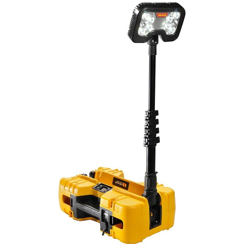 Pelican 9490 RALS Yellow Remote Area Lighting System 6000 Lumens Hot-Swappable Battery - Waterproof Extendable Mast LED Work Light 094900-0000-245
