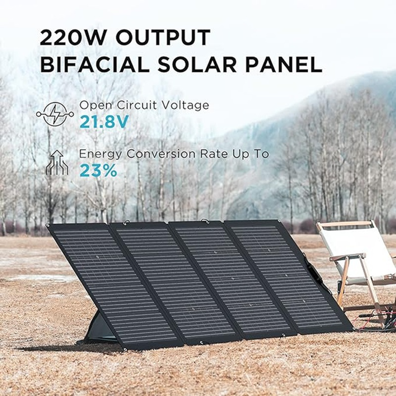 EcoFlow 220W Bifacial Foldable Solar Panel | Dual-Sided IP68 Portable Charger