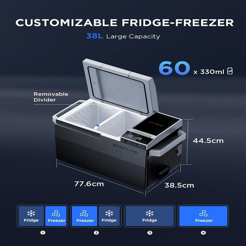 EcoFlow GLACIER 38L Dual-Zone Portable Refrigerator | Ice Maker & App Control Fridge