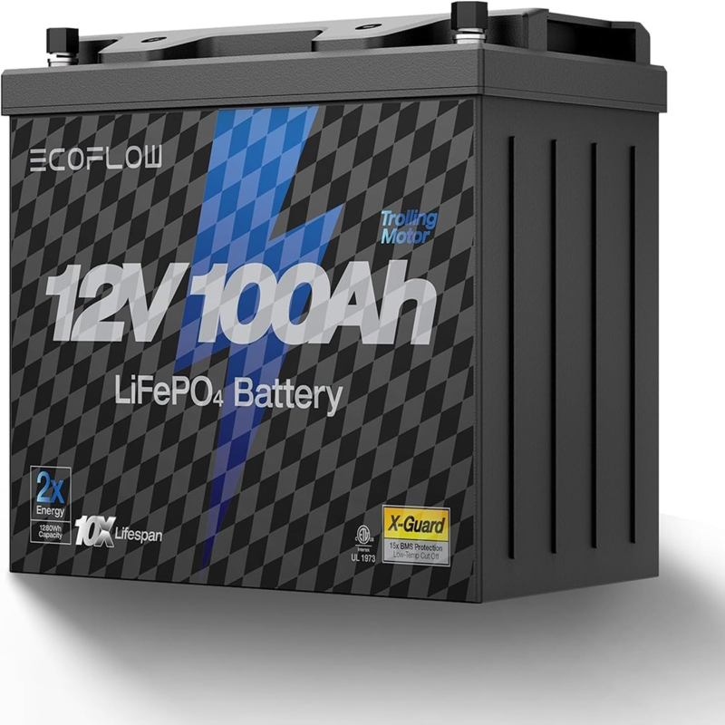 EcoFlow 12V 100Ah Lithium Battery | IP65 Waterproof LFP for RV & Off-Grid