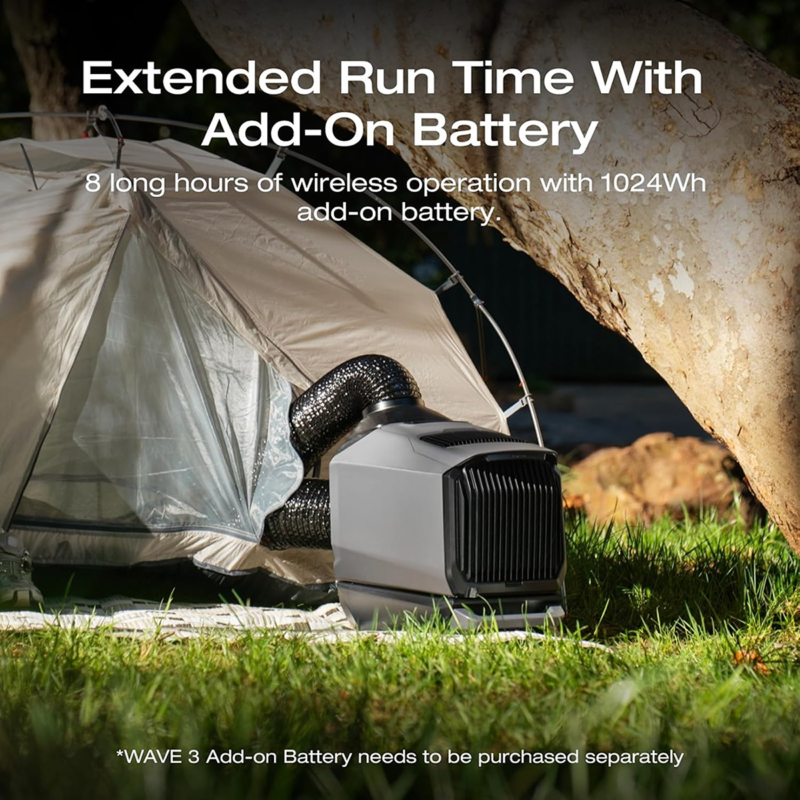 EcoFlow WAVE 3 Portable AC & Heater 6100 BTU Grey | Battery-Powered Camping RV Unit