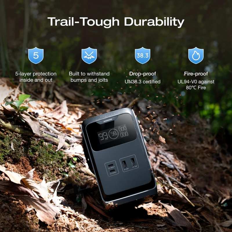 EcoFlow TRAIL 200 DC Portable Power Station 192Wh, 220W Pure DC Output, LiFePO4 Battery, USB-C PD 140W, Compact Camping Power Station - EF-Trail 200