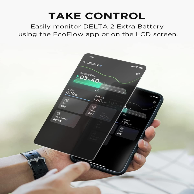 EcoFlow DELTA 2 Max Smart Extra Battery 2048Wh, LiFePO4 Extra Battery, Expandable Home Backup Battery - EF-DELTA-Max200-EB