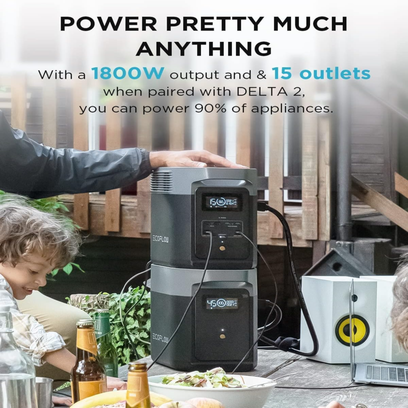 EcoFlow DELTA 2 Max Smart Extra Battery 2048Wh, LiFePO4 Extra Battery, Expandable Home Backup Battery - EF-DELTA-Max200-EB
