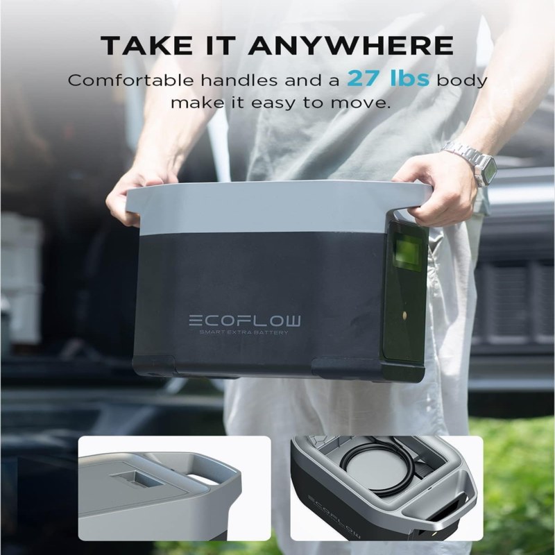 EcoFlow DELTA 2 Max Smart Extra Battery 2048Wh, LiFePO4 Extra Battery, Expandable Home Backup Battery - EF-DELTA-Max200-EB