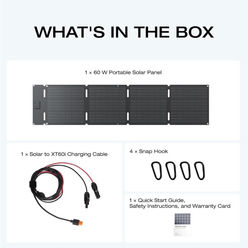 EcoFlow 60W Portable Solar Panel Type-C ? 60W Foldable Solar Charger with USB-C ? EF-Solarpanel-60W