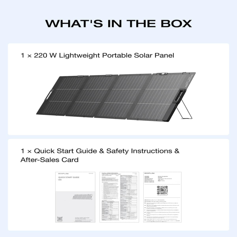 EcoFlow 220W Lightweight Portable Solar Panel ? Bifacial TOPCon Solar Panel with Built-in XT60 ? EF-SOLAR220